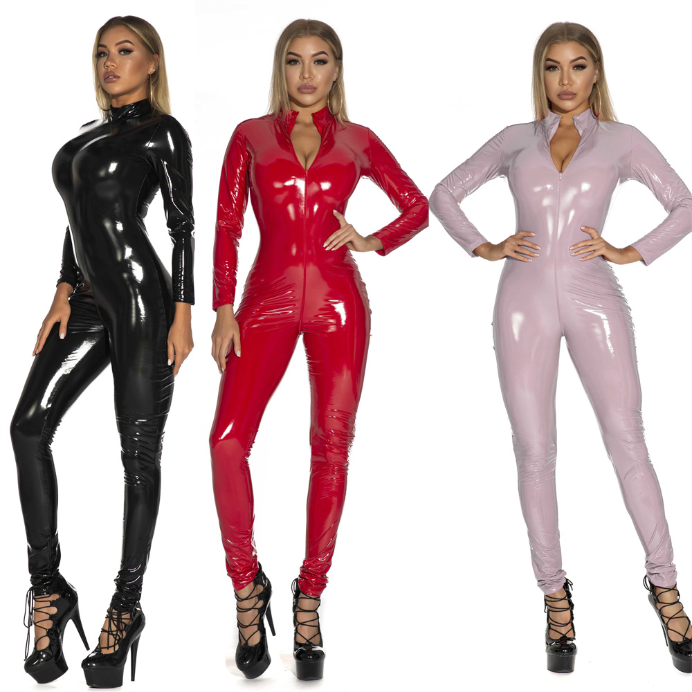 Sewing Latex - المرأة مثير لامعة بولي PU فو